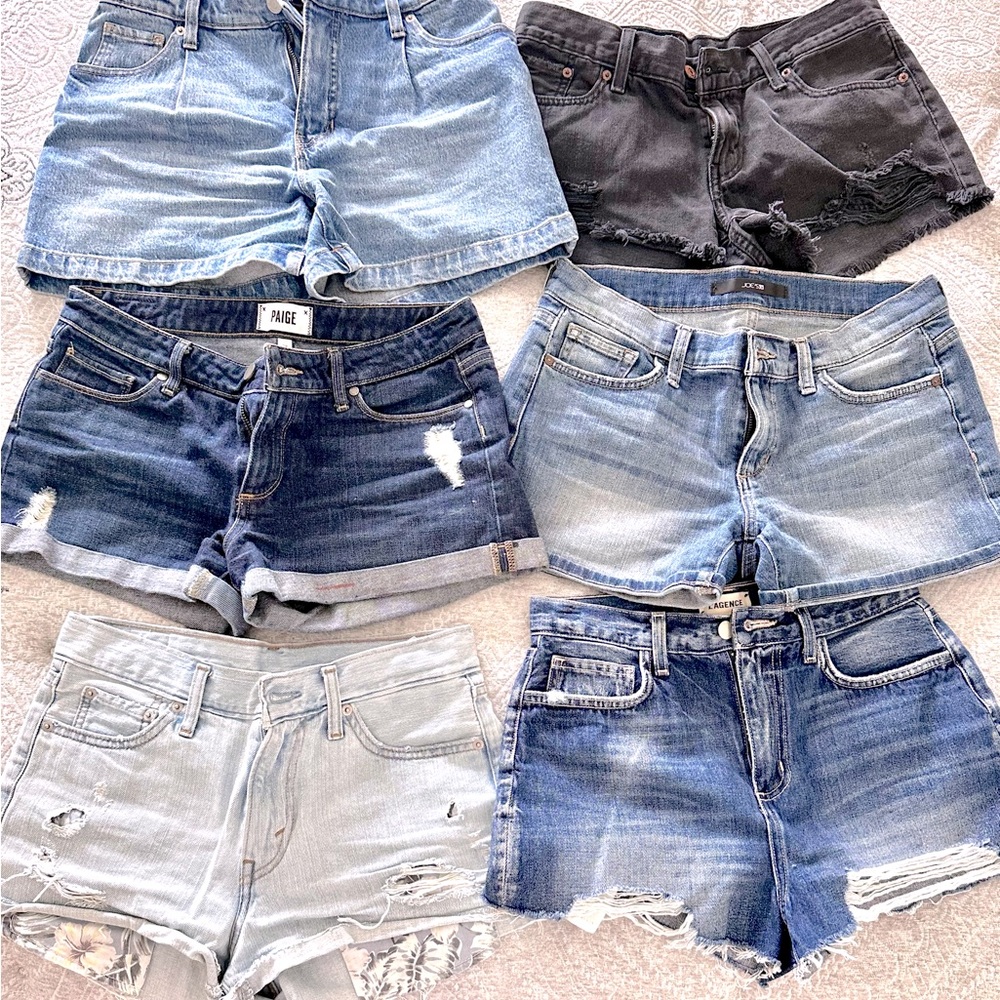 6 pairs of jean shorts sizes 26-28 fits 27 the best excellent condition